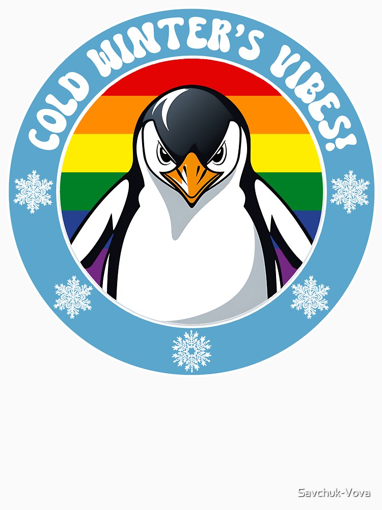 Cute Penguin on Rainbow Flag Background by Savchuk-Vova