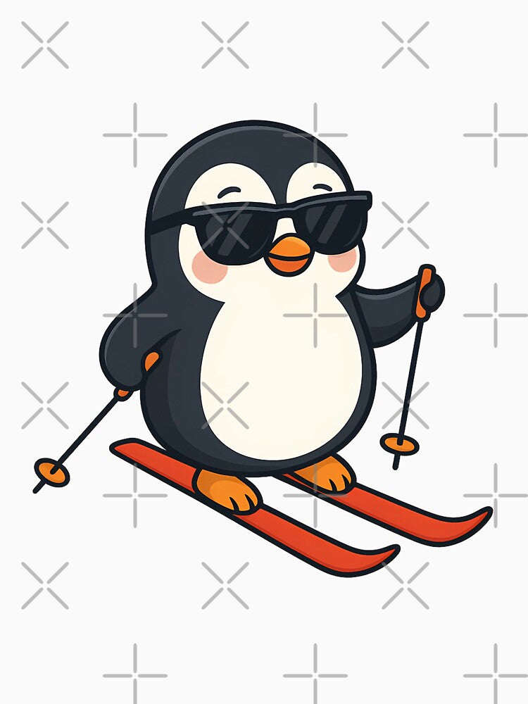 A CUTE PENGUIN SKIING IN THE MOUNTAINS by infinitearte