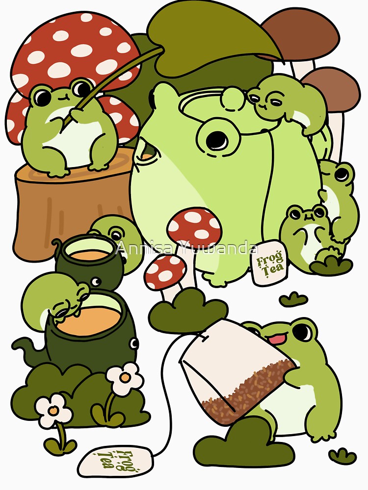 Cute Cottagecore Illustration Froggy Mushroom #4 by Annisa Yuwanda