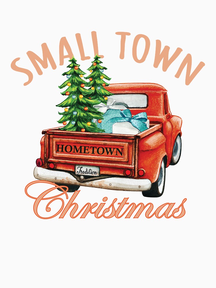 Small Town Christmas Farm Fresh Vintage Retro Truck with Christmas Western Hometown Xmas Gift by WAB Garb