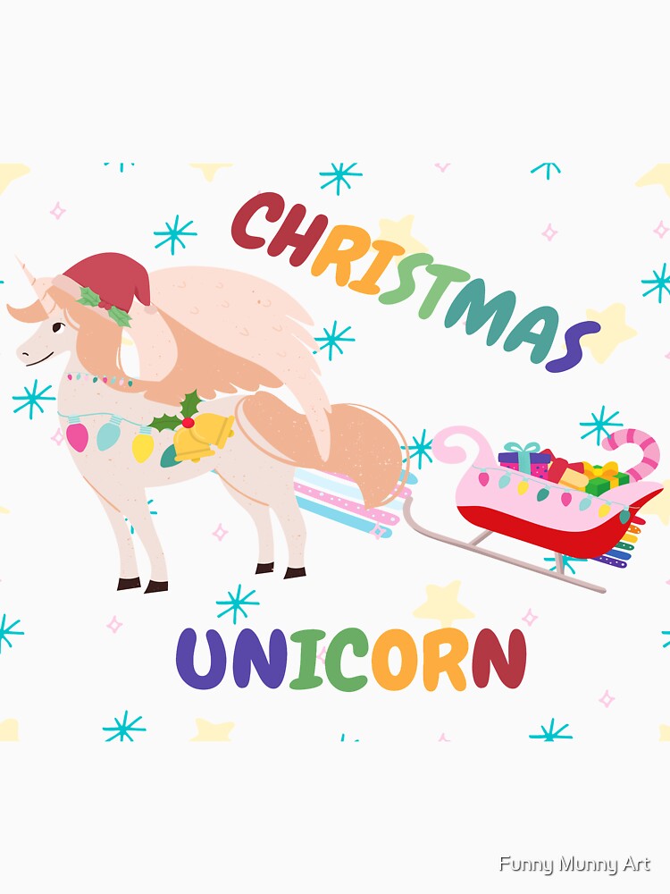 Christmas Unicorn Gift Design by Funny Munny Art