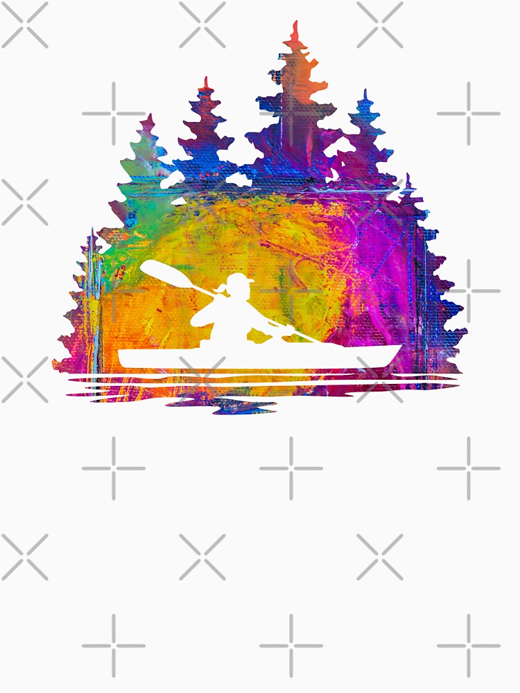 Silhouette of a Girl Kayaking - Abstract Rainbow Pattern by Sam Morrison