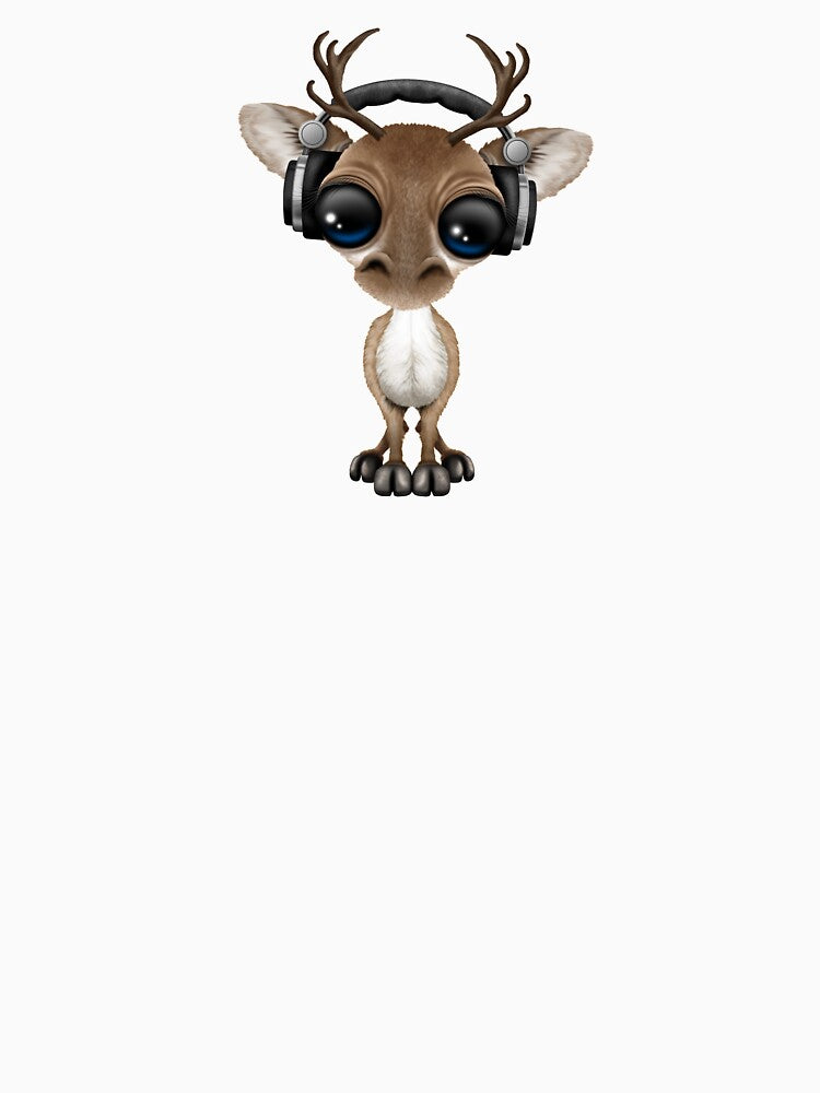 Cute Musical Reindeer Dj Wearing Headphones by JeffBartels