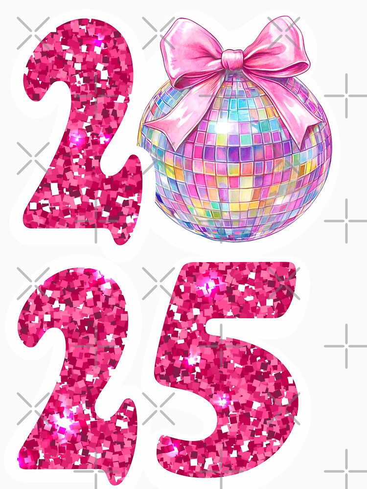 New Year 2025, Happy New Year, Disco ball with coquette bow by parasta