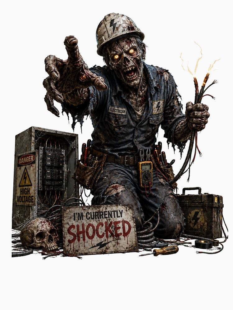 Zombie Electrician High Voltage Halloween by JAR Designs and Development