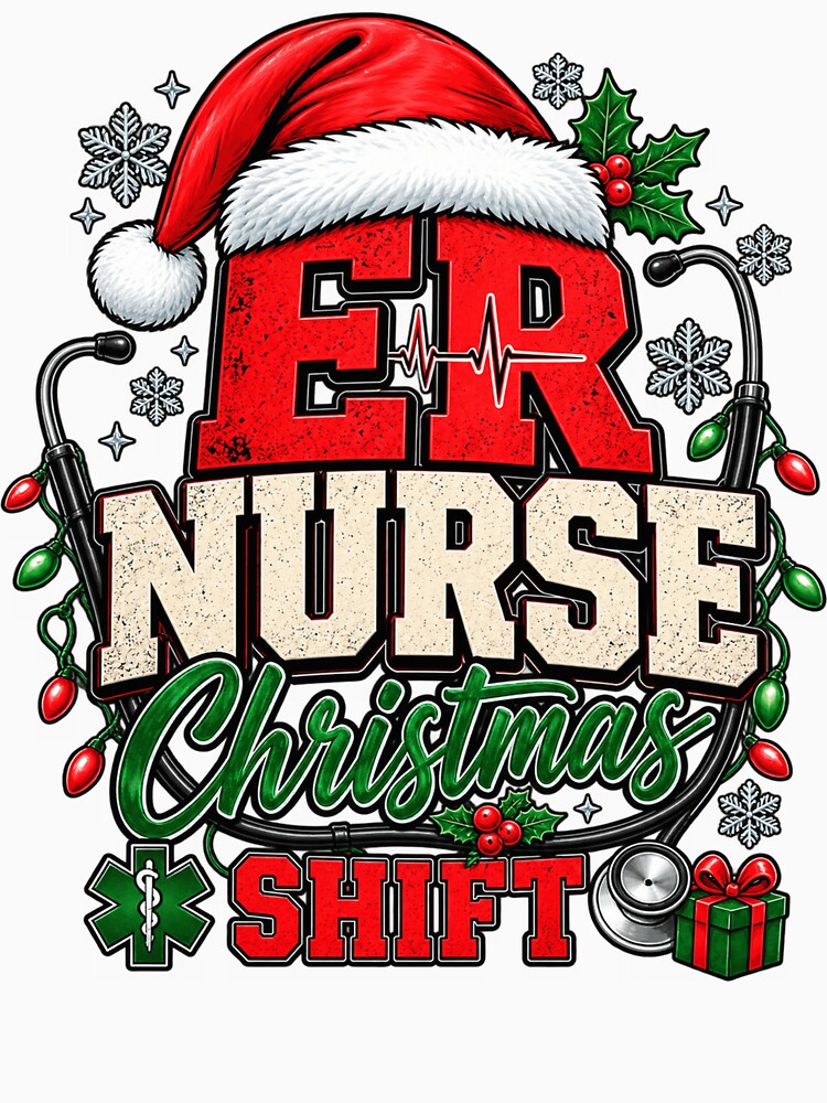 ER Nurse Christmas Shift Shirt, Nurse Holiday Gift, Emergency Room Nurse Christmas Design by Vireltoo
