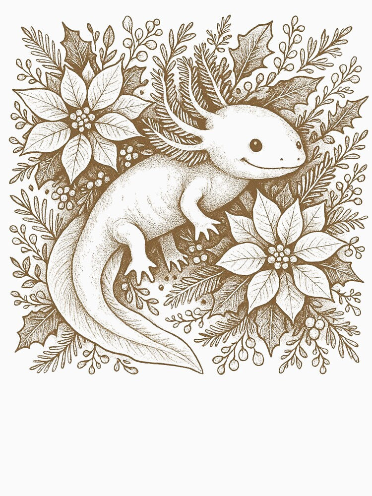 Christmas Axolotl: Retro Botanical Magic by BriSher