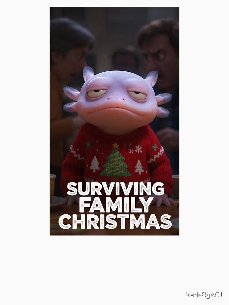 Funny Holiday Stress Axolotl – Thousand-Yard Stare Christmas Art by MadeByACJ