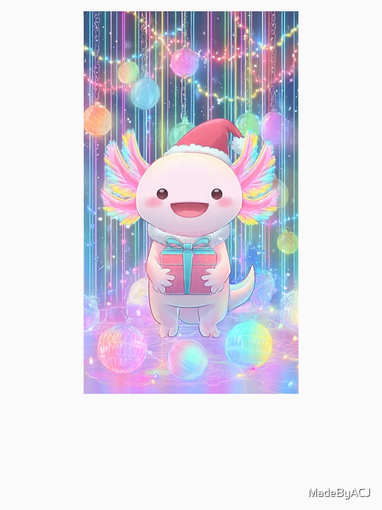 Adorable Holiday Axolotl – Soft Pastel Santa Artwork for Christmas Lovers by MadeByACJ