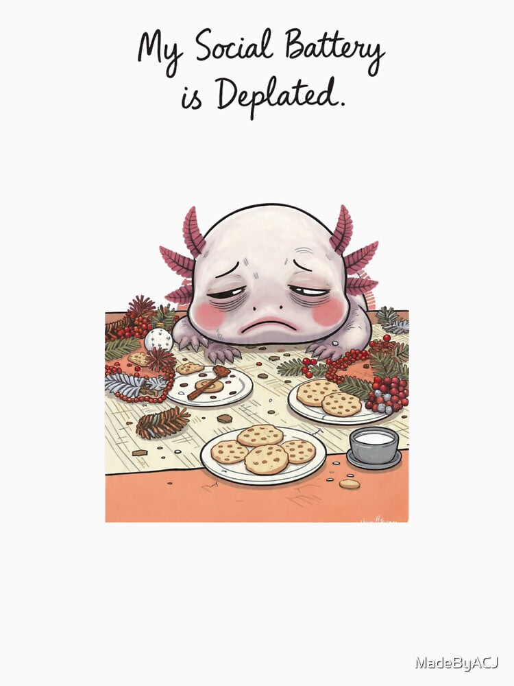 Exhausted Axolotl – My Social Battery Is Depleted Christmas Mood by MadeByACJ