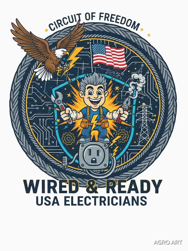 American Electrician T-Shirt |  Wired and ready - USA electricians by AGRO ART