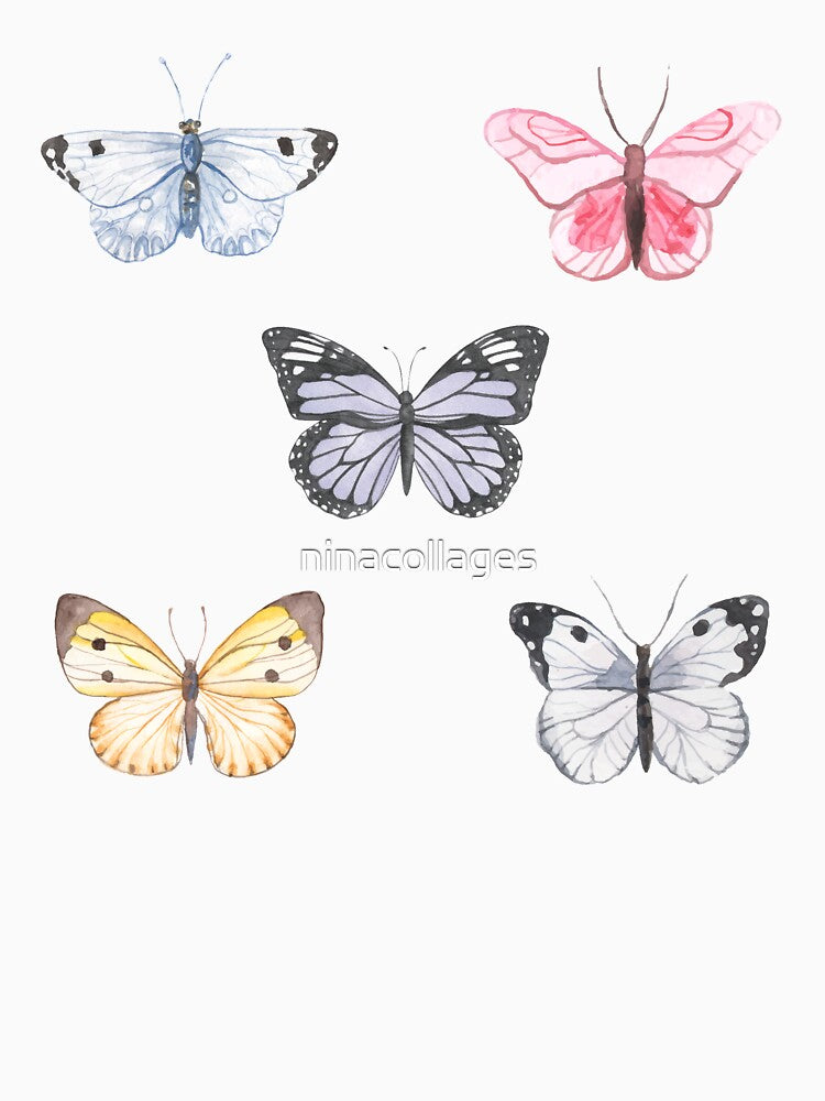 Freedom&change- watercolor butterfly design by ninacollages