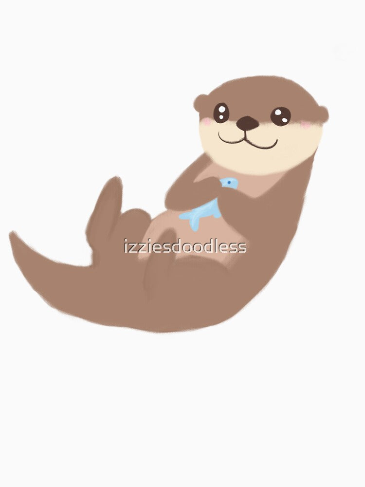 Cute Otter Holding a Fish by izziesdoodless