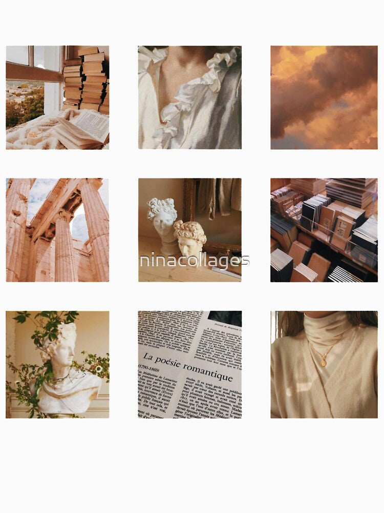 a peaceful day at the museum -a dark academia moodboard by ninacollages