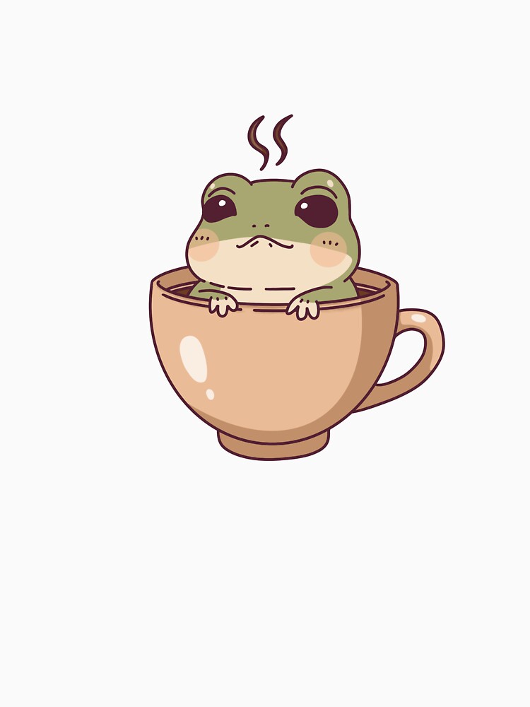 Cozy Kawaii Frog Sitting in Coffee Cup by MunchyMoods