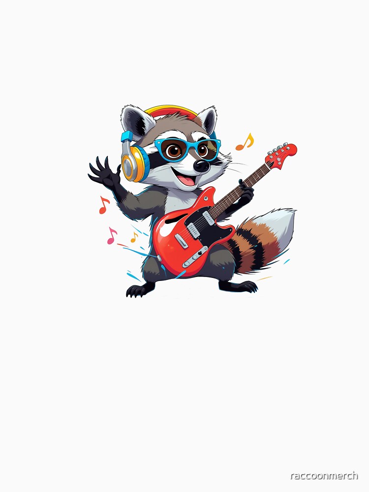 Rockstar Raccoon with Guitar | Fun Music Animal Illustration by raccoonmerch