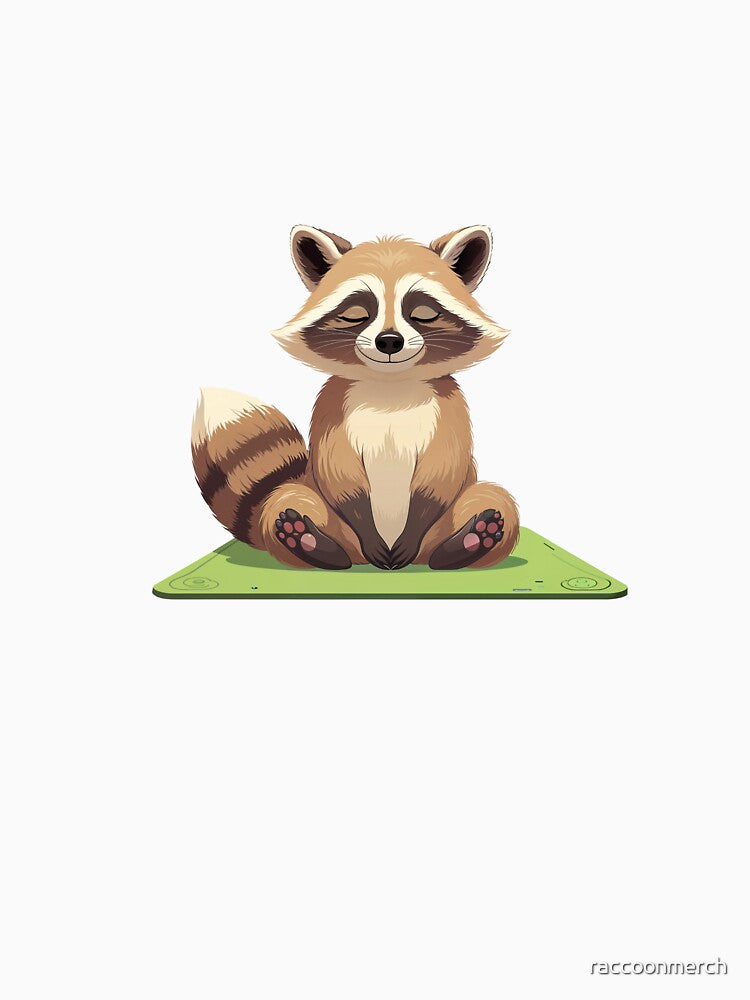 Meditating Raccoon on Yoga Mat | Calm Mindful Animal Art by raccoonmerch