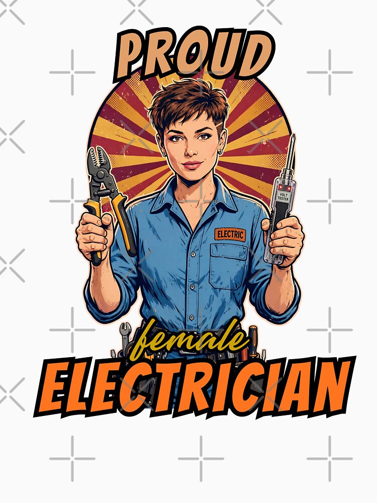 Proud Female Electrician - Retro Comic Pop Art Gift for Women in Trades by Neurospicy Trolls
