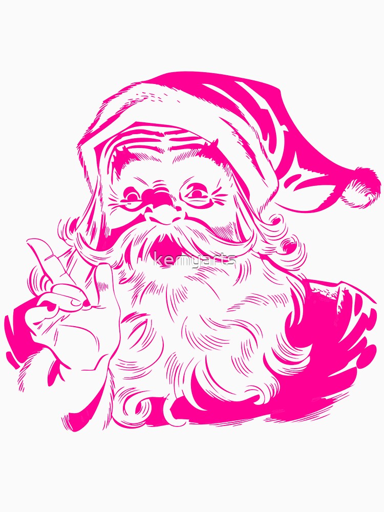 retro vintage pink santa claus by kemyarts