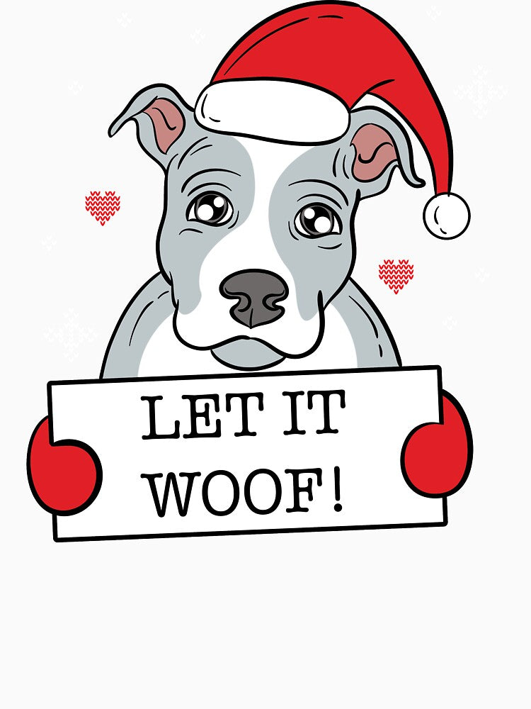 Goofy Christmas Pitbull t-shirts for dog lovers: Let It Woof by Dogvills