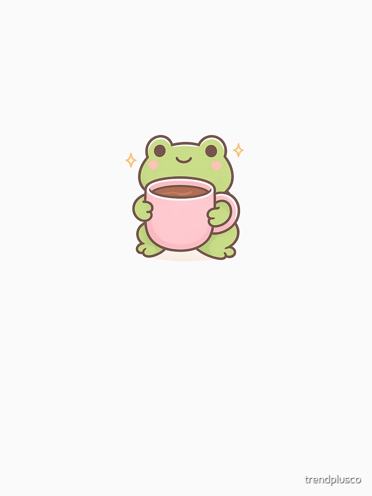 Cute Kawaii Frog with Coffee Mug | Cozy Pastel Aesthetic Sticker by trendplusco
