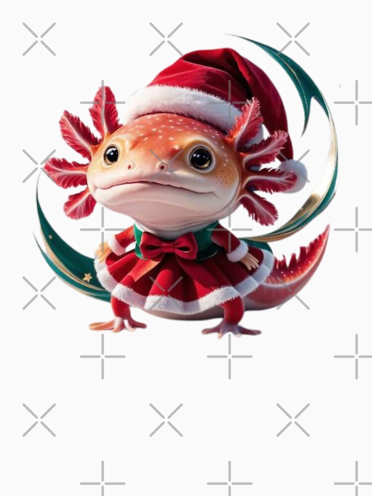 Cute Axolotl In Christmas Dress and Santa Hat by Jeniwe