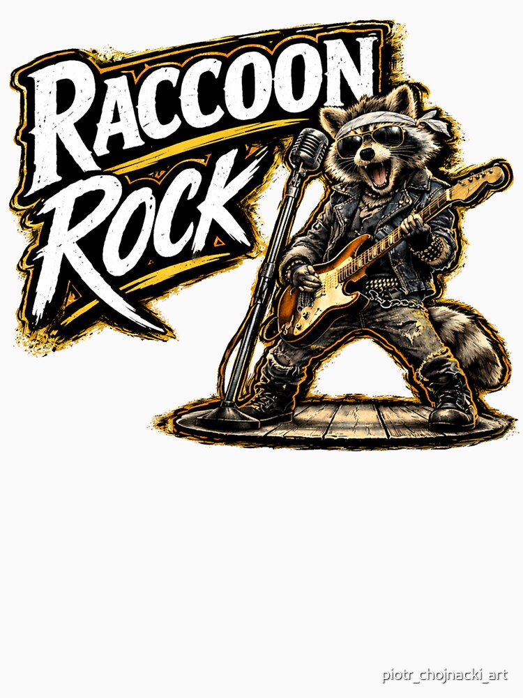Feral raccoon Retro, Rock Music by piotr_chojnacki_art