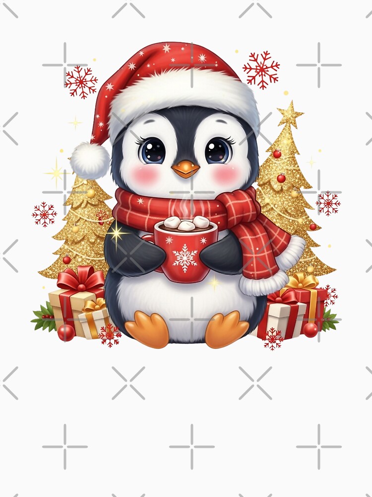 Cute Christmas Penguin PNG | Winter Scarf and Santa Hat Holiday Design by Ellen'Studio