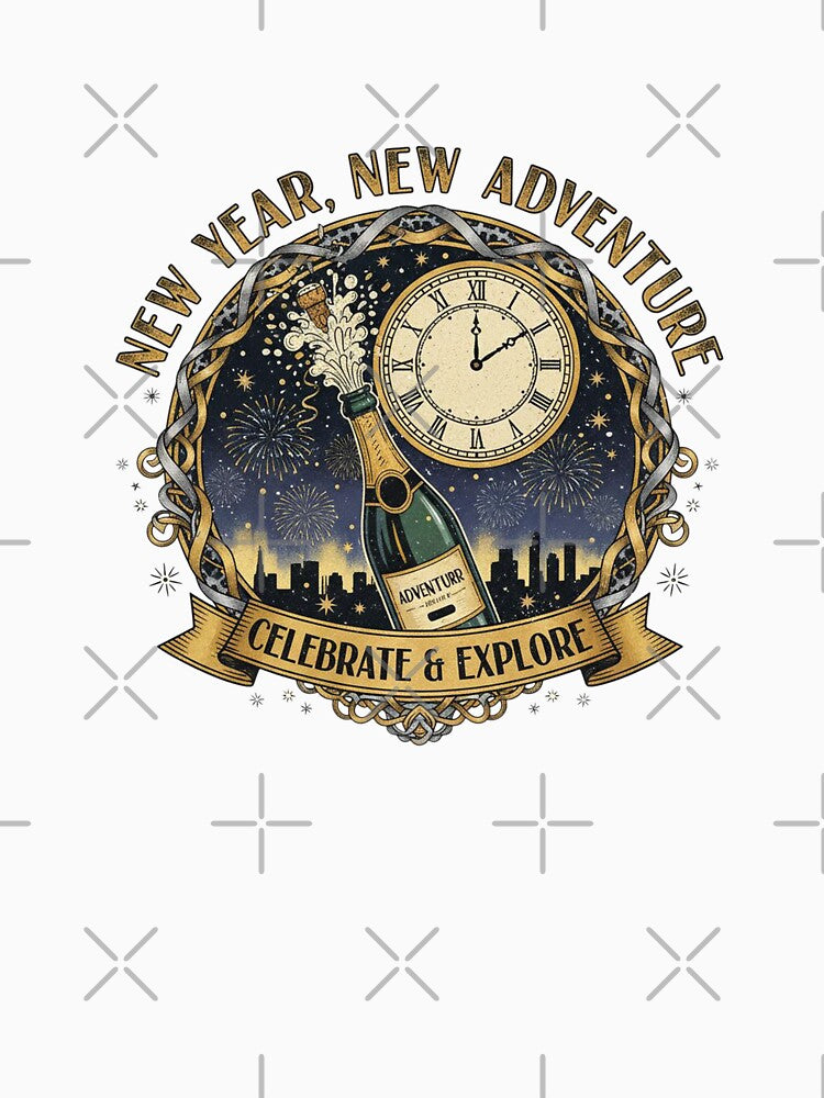 New Year, New Adventure - Celebrate & Explore Midnight Countdown Design by Sushikidsntoddlers