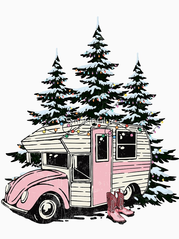 Western Christmas Camper Graphic Tee by SmokinGlue