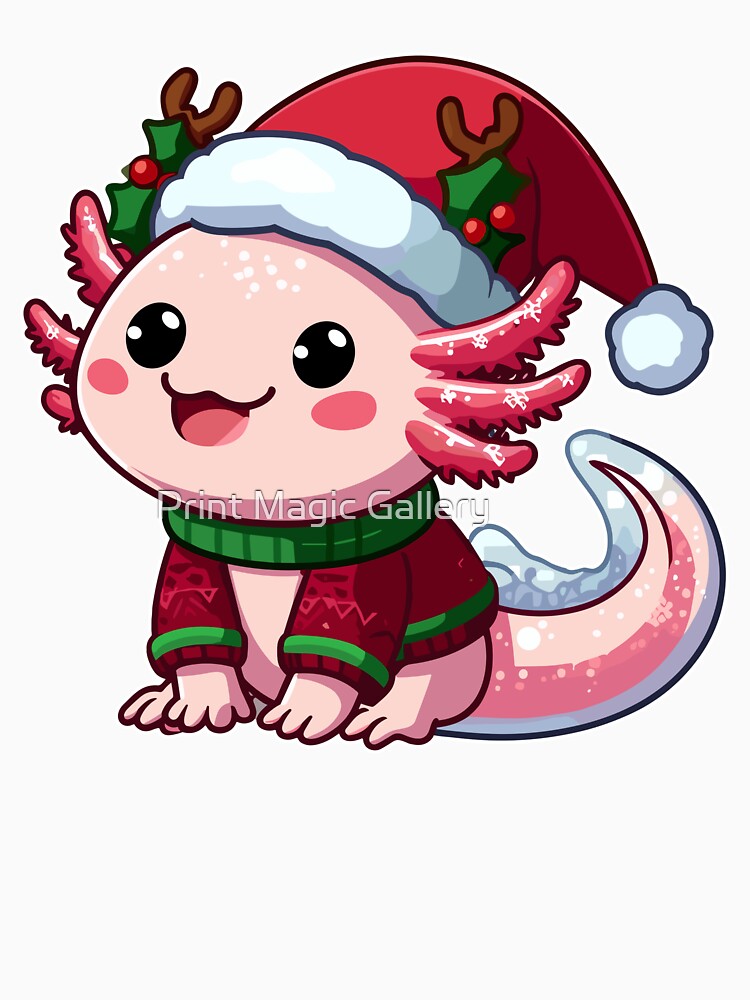 Christmas Axolotl Cute Kawaii Axolotl Santa by Print Magic Gallery⭐⭐⭐⭐⭐