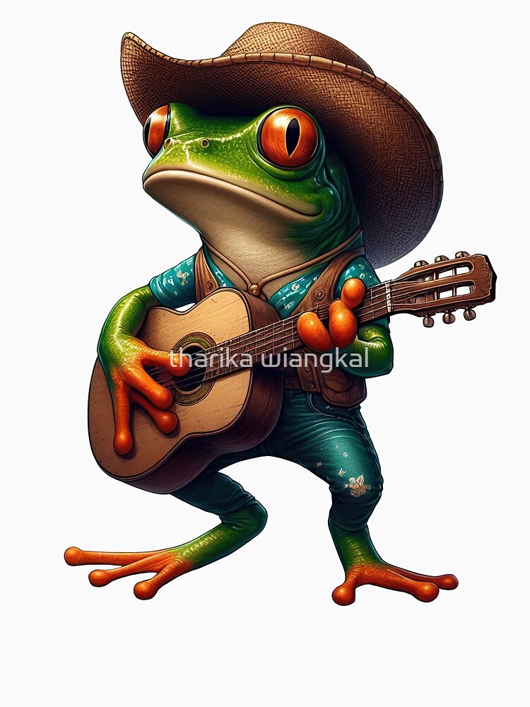 Whimsical Frog Playing Guitar – A Playful and Artistic Design by tharika wiangkal