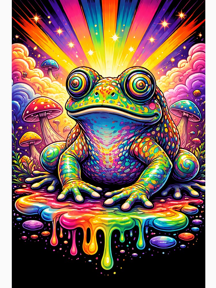 Psychedelic Toad – Trippy Frog Mushroom Fantasy Illustration by DrizzyV