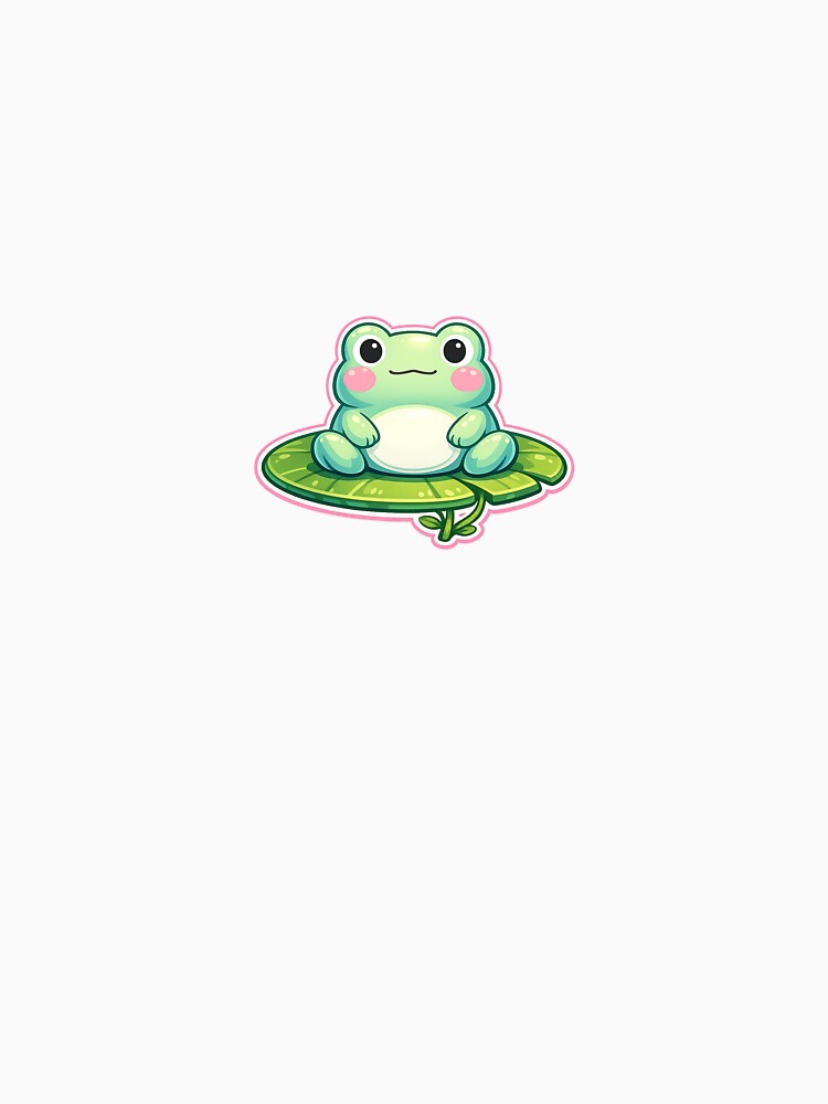 Cute Kawaii Frog on Lily Pad – Pastel Aesthetic Chubby Frog Sticker by VNyA