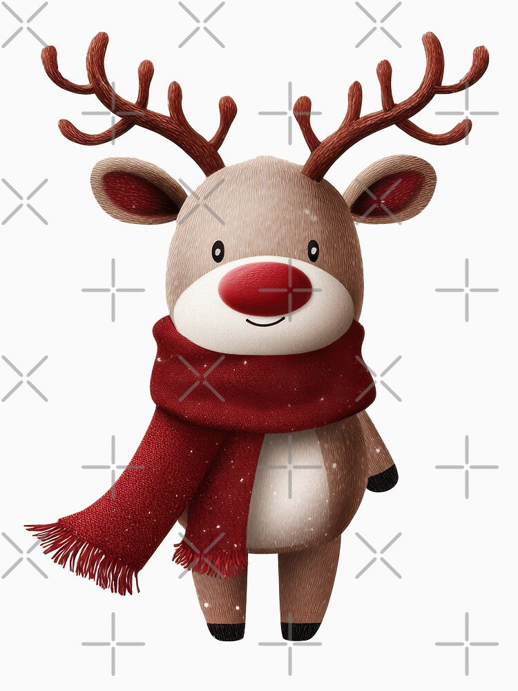 Kawaii Reindeer with Red Nose and Scarf Clipart by CreativeLarysa