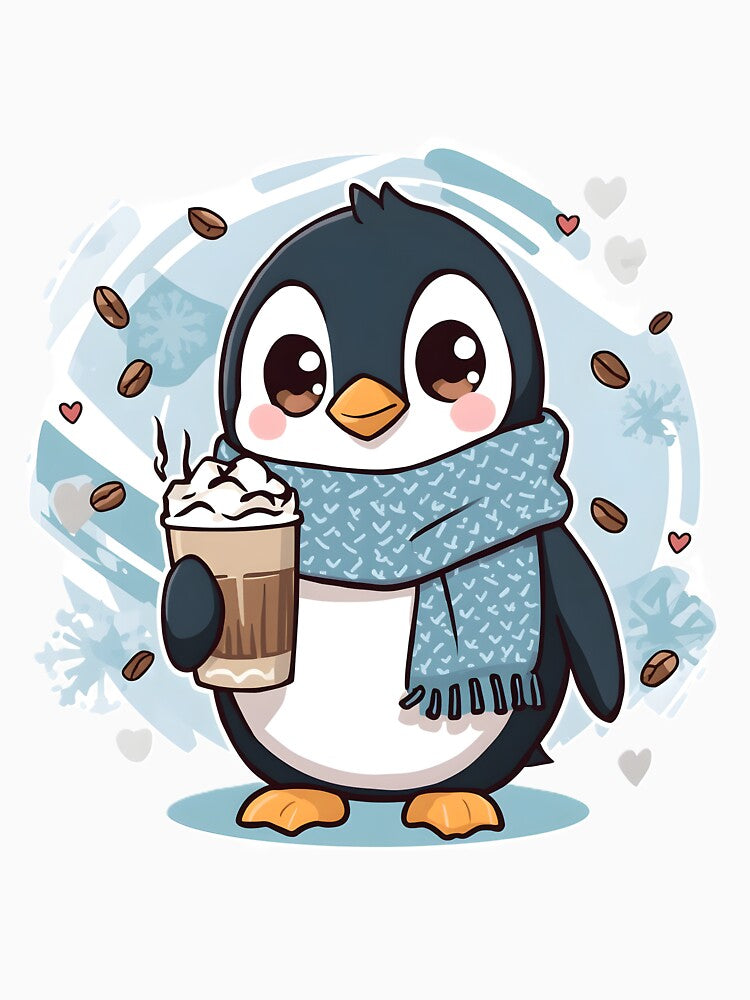 Cute Coffee Penguin Sticker | Kawaii Winter Penguin with Latte | Cozy Penguin Illustration by dreamz-world