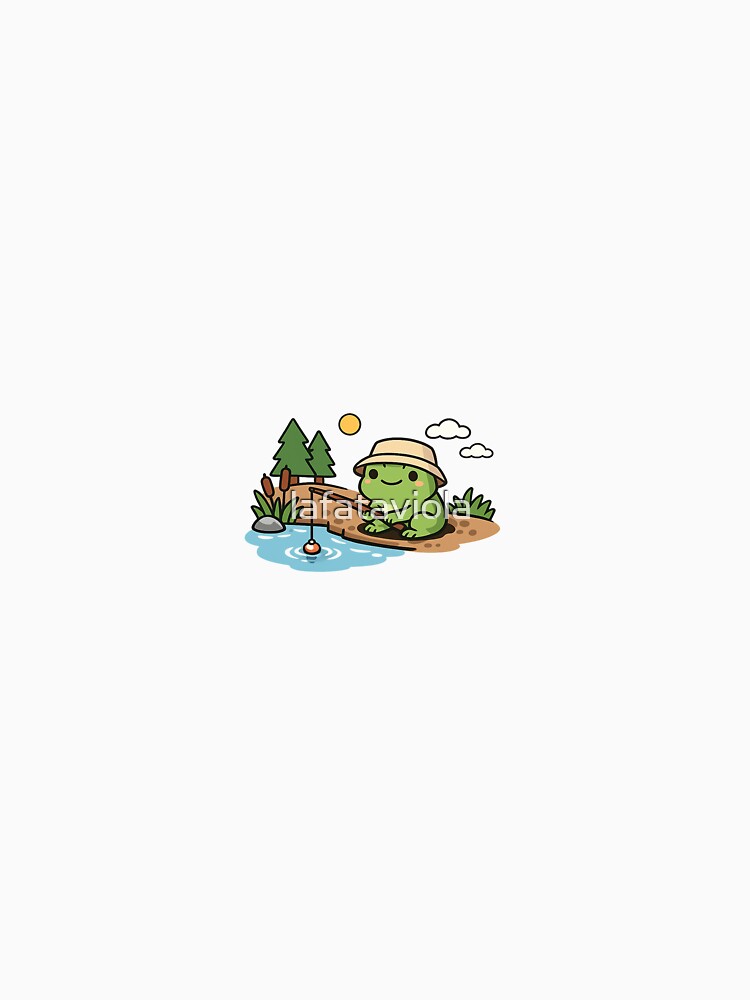 A cute frog fishing near the lake by lafataviola