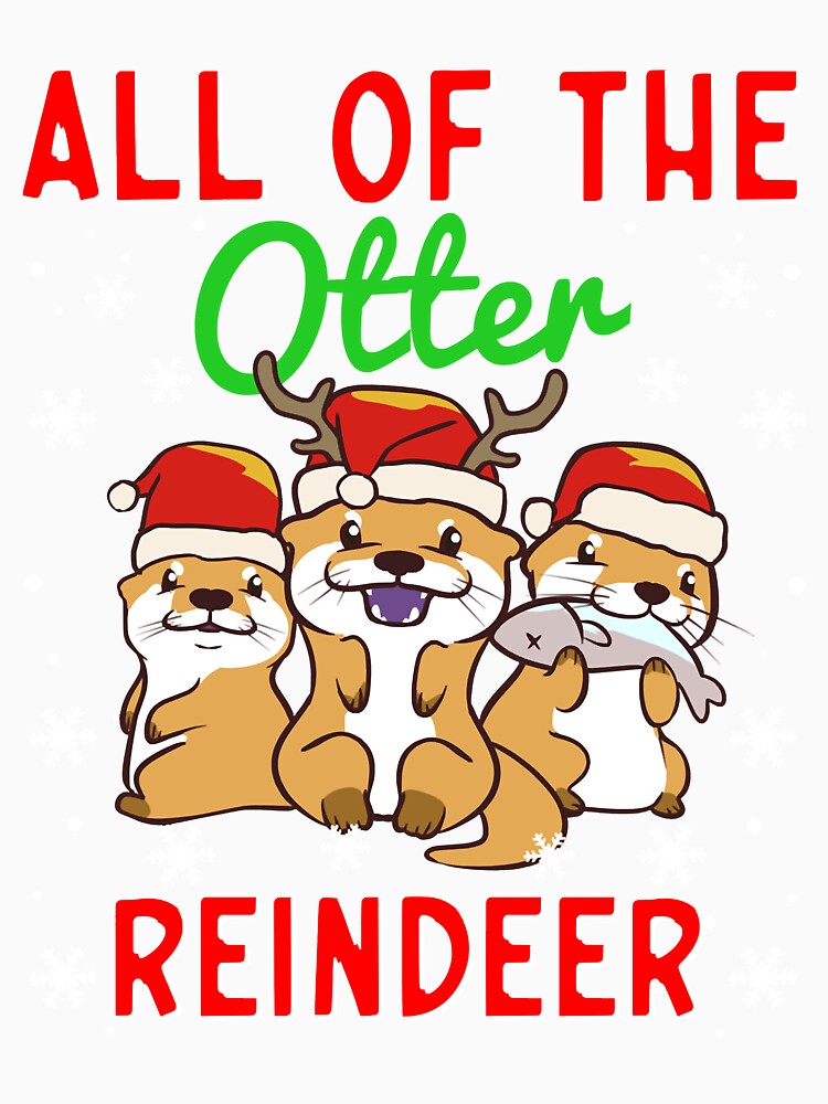 All of the Otter Reindeer Cute Christmas Otters Santa Hats by LavateArtStudio