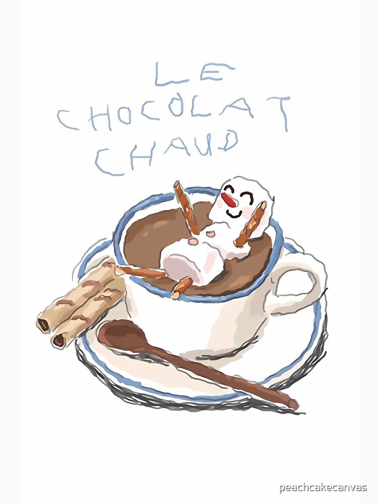 hot chocolate, chocolate, cute, coffee, hot cocoa, christmas, winter, hot, drink, cocoa, snowman, french by peachcakecanvas