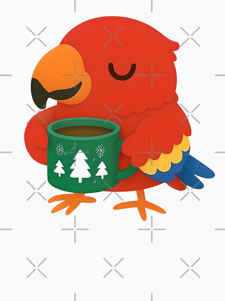 Cute Parrot with Hot Chocolate – Cozy Winter Christmas Bird Gift for Parrot Lovers by SkyTastic