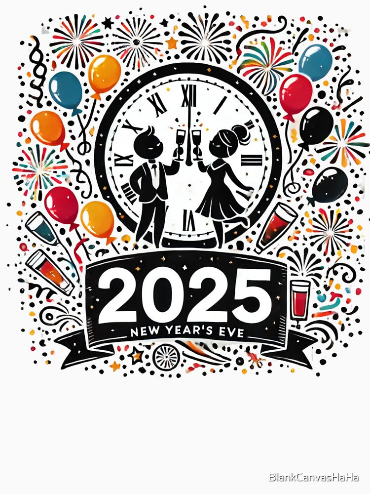2025 New Year's Eve Shirt - Stick Figure Celebration by BlankCanvasHaHa