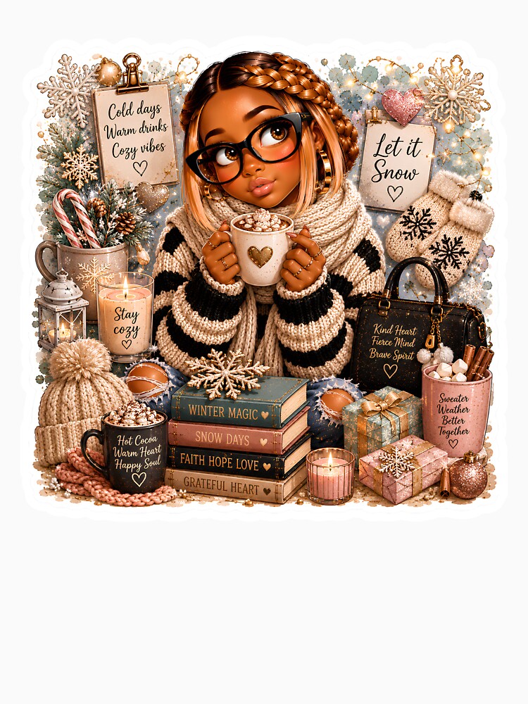 Winter Glam Sticker | Cozy Winter Girl | Hot Cocoa Lover | Sweater Weather | Christmas Aesthetic by overcomercrafts