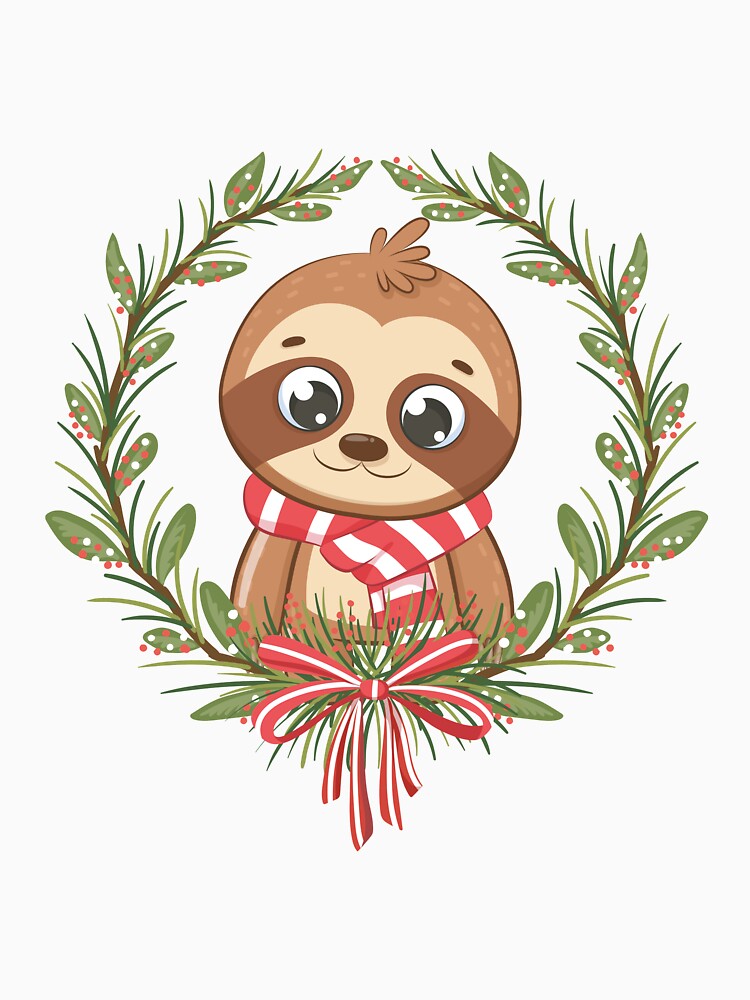 Cute,adorable,kawaii christmas sloth wreath by PonyAddiction