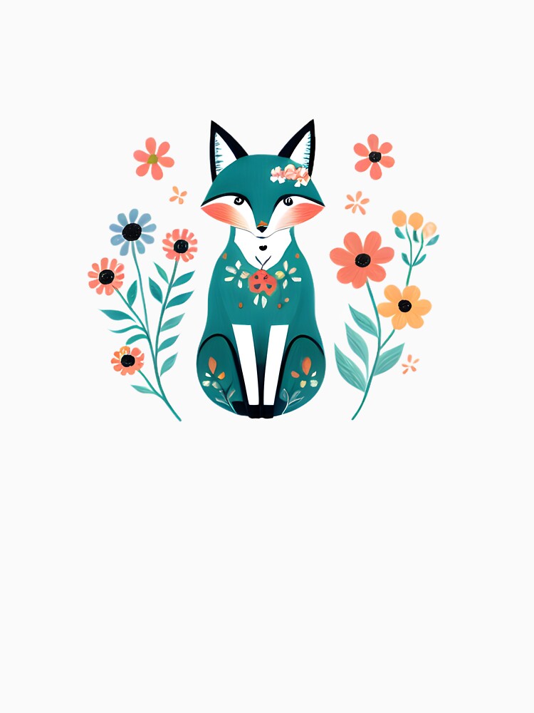 Hygge Style Fox and Flowers by hyggefolkart