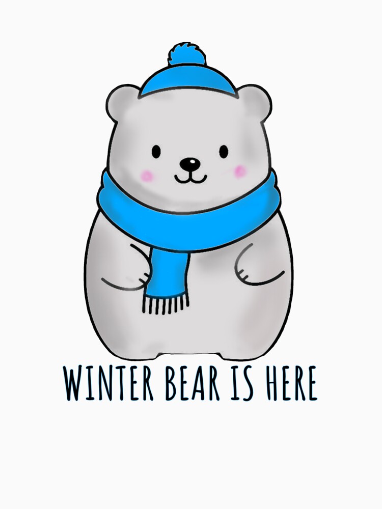 Holiday Season Winter Bear Illustration | Kawaii Minimal Snowy Season Design by dailyprintables