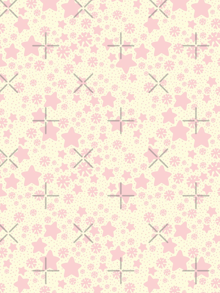 Christmas Stars and Snowflakes Speckle Boho Pastel Pink on Cream by blomastudios