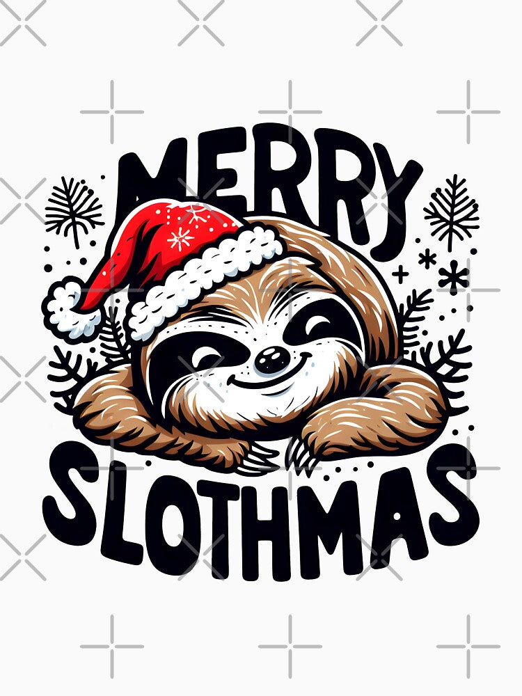 Whimsical Christmas Sloth Vector Art - Merry Slothmas Design by CinEmmaDesign