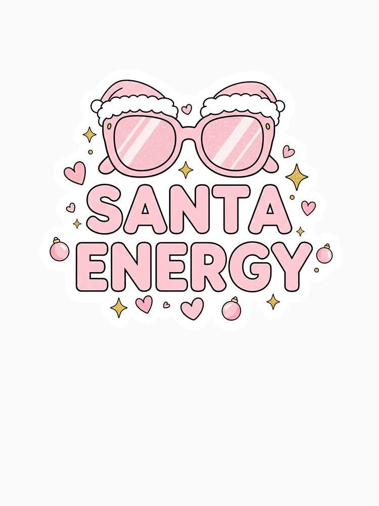 Santa Energy Sticker – Cute Pink Christmas Aesthetic by ZYNORAworld