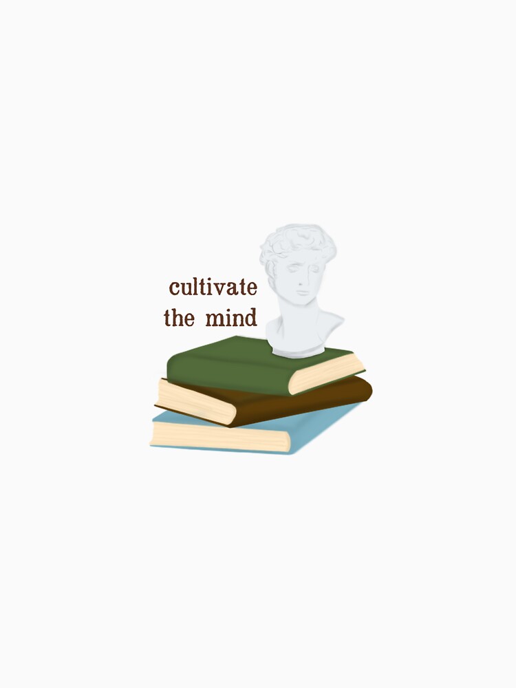 “Cultivate the Mind” Academia Book stack and Statue by bookishscarlett
