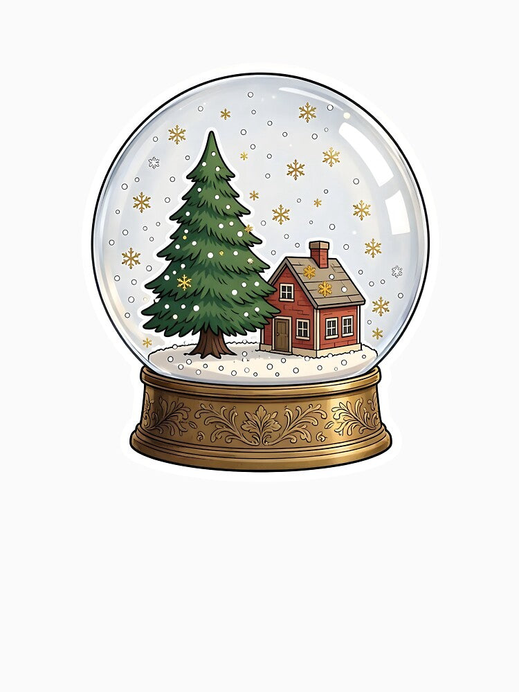 Cozy Winter Snow Globe Cottage Christmas Tree by Herodestroyer